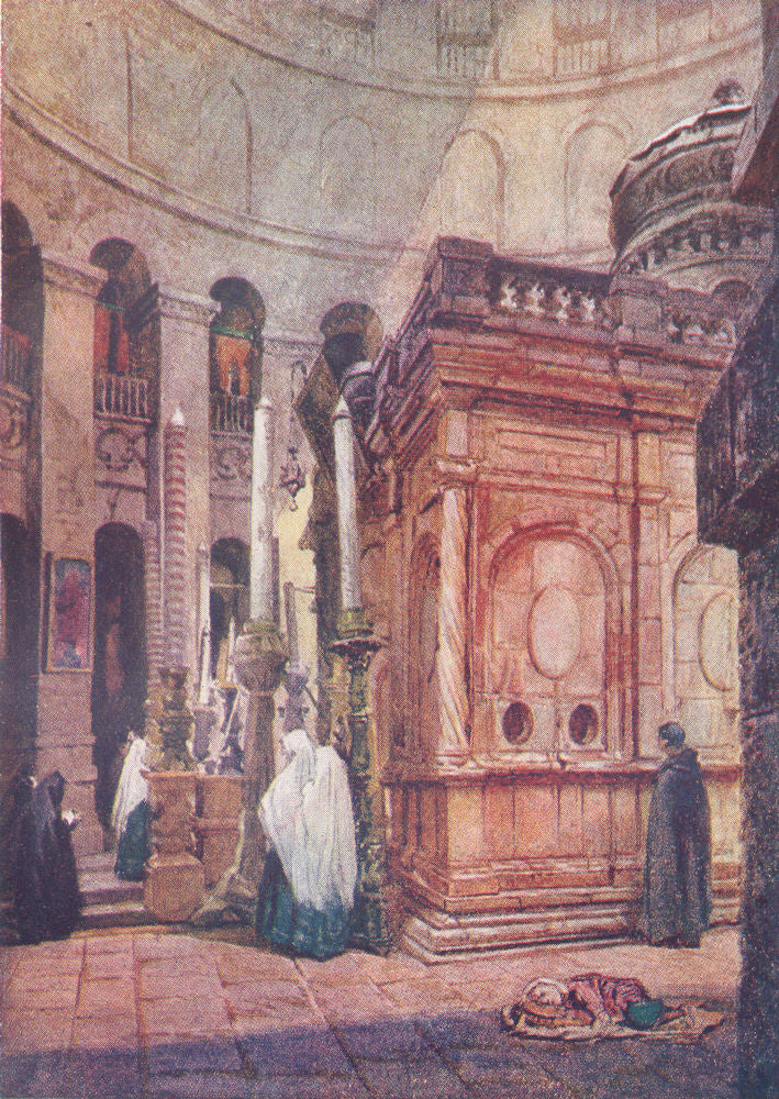 JERUSALEM. The Rotunda and chapel of the Holy Sepulchre 1902 old antique print